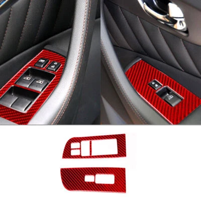 Cubierta de control de ventana delantera de fibra de carbono roja para Infiniti FX35/37/50 QX70 2* Foto 1 de 4