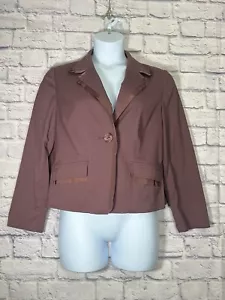 J. Jill Women's Size 12 Blazer Jacket Ribbon Detail Mauve Button Long Sleeve - Picture 1 of 5