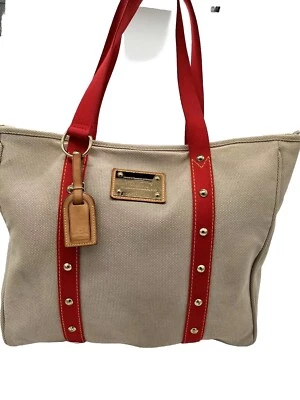 LOUIS VUITTON Cabas Antigua  GM Tote  Beige Red M40032, Excellent & Authentic - Image 1 of 4