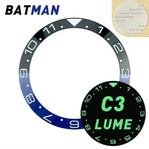 38MM 12H Batman Dual Time C3 BGW9 Lume Slope Ceramic Bezel Insert For SKX007 - Picture 1 of 6