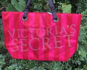 Victorias Secret RHINESTONE Bling RARE Black Friday SATIN Shopper Tote Bag❤️sj8m