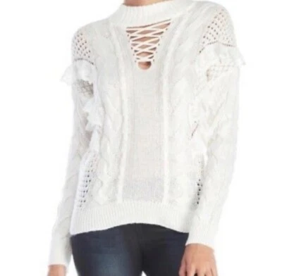 Torn by Ronny Kobo | Suéter Paige con Volantes con Cordones | Crema | Mujer | Talla S Foto 1 de 4