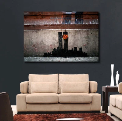 NEW Banksy Twin Towers Street art Canvas or Glossy - Pick Size- Banksy Print - Image 1 of 3