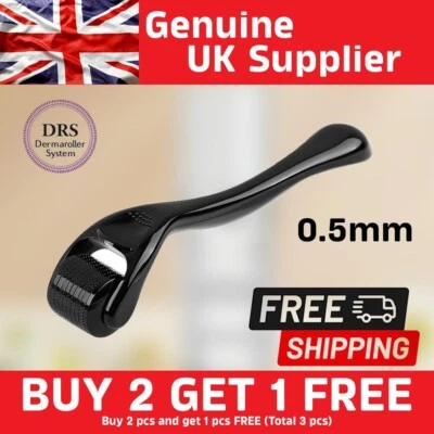 Titanium Micro Needle Derma Roller Beard Hair Regeneration Growth Skin Care - UK