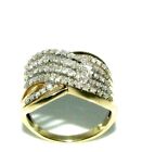 Ladies Womens 9ct 9Carat Yellow Gold Diamond Twisted Band Ring UK Size P