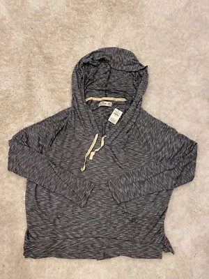 Nueva sudadera con capucha Hollister para mujer talla M/L gris/negro/blanco calce holgado ligero Foto 1 de 4