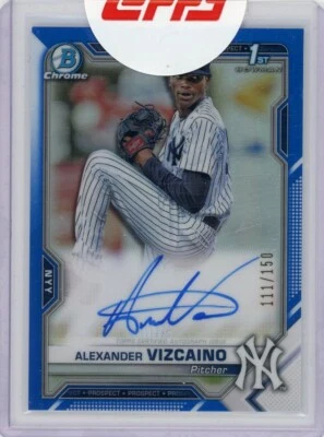 ALEXANDER VIZCAINO 2021 Bowman Chrome 1st RC Auto True Blue #CPAAV /150 Yankees - Image 1 of 2