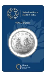 MMTC-PAMP 10 Grams Lakshmi Ganesh silver coin is in 24 Karat 999.9 Purity. - Picture 1 of 4