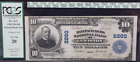 1902 $10 National Bank Note Lewiston Ch#2260 Plain Back Pmg 20 Very Fine