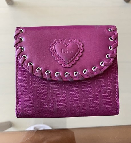 Portefeuille logo rose Christian Dior authentique