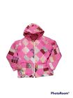 Patchwork Quilted Jacket Hooded Womens READ Small Medium Pink