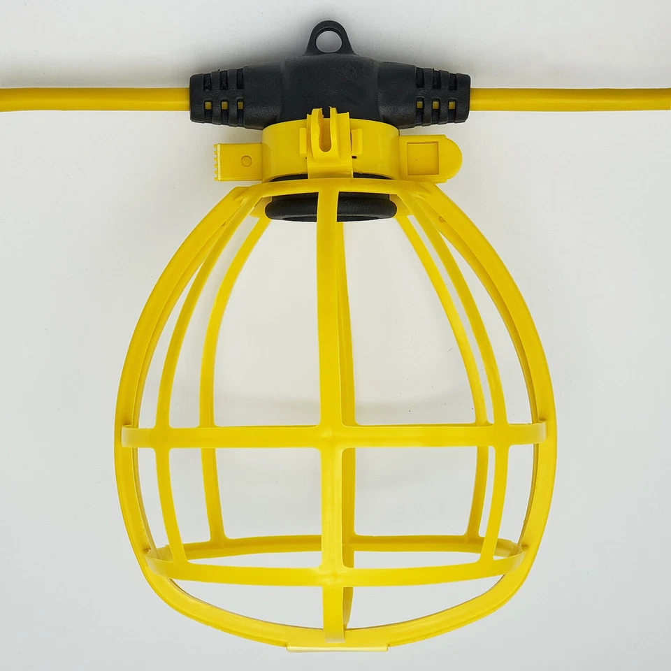 DIODESY 50FT Construction String Lights, 5 E26 Sockets, Yellow Cage, Commercial Grade
