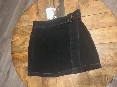 C&V Chelsea & Violet Juniors Belted Wrap Denim Skirt, Black Size M - Image 1 of 4
