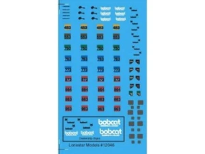 HO 1:87 Lonestar # 12046 Set decalcomanie per kit sterzo slittino Bobcat GHQ 61-001 - Foto 1 di 2
