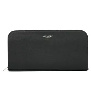 Cartera SAINT LAURENT de cuero con cremallera redonda negra plateada - Imagen 1 de 10