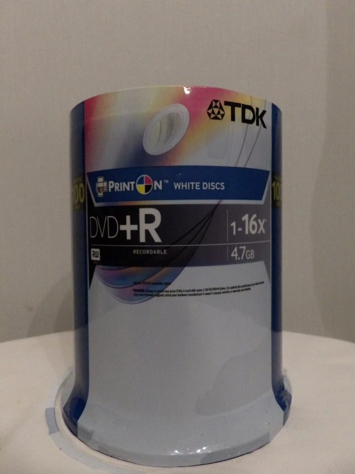 TDK DVD+R Recordable 100 CD pack 1 - 16x 4.7GB  DVD Burning Data Storage NEW - Image 1 of 1