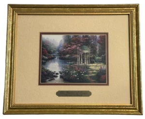 Thomas Kinkade The Garden of Prayer Print Gold Tone Frame Garden Small Art COA - Picture 1 of 5