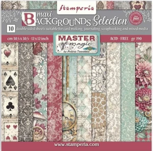 Stamperia MASTER OF MAGIC - BACKGROUNDS 12" X 12" - Double Sided Paper 10 SHEETS - Picture 1 of 14