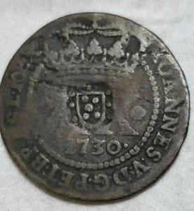 BRAZIL 1730    20 Reis w/ COUNTERSTAMP 20 REIS  - Picture 1 of 2