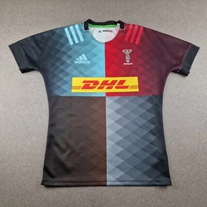 Maglia Rugby Arlecchino Adidas Uomo Large Blu Grigio Home Union Jersey Top 2019 - Foto 1 di 11