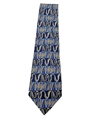 Corbata Linea Moda Hecha a Mano 100% Diseñador Seda Geométrica Negra, Azul, Gris, Blanca Foto 1 de 4