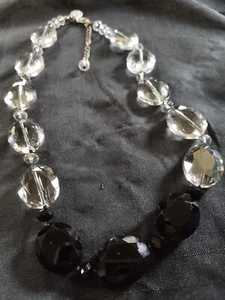 White House Black Market statement bead necklace black white glass ombre - Picture 1 of 8