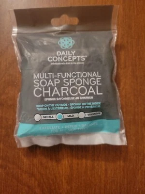 Daily Concepts CHARCOAL Multi-Functional Mini Soap Sponge NEW Travel Size 1.6 oz - Image 1 of 4