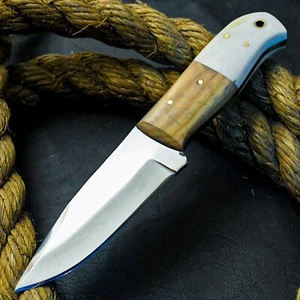 ALONZO CUSTOM HANDMADE 1095 STAHL FIX KLINGE BUSHCRAFT MESSER MIT KAMELKNOCHEN 4191 - Bild 1 von 7