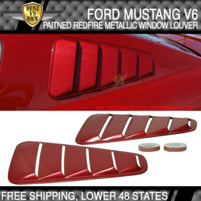USA STOCK 05-09 Mustang V6 Painted # G2 Redfire Metallic Window Louver - ABS - Image 1 of 4