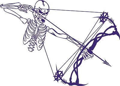 Esqueleto Arco Flecha Cazador Calavera Coche Caza Camión Ventana Vinilo Calcomanía Adhesiva Foto 1 de 3