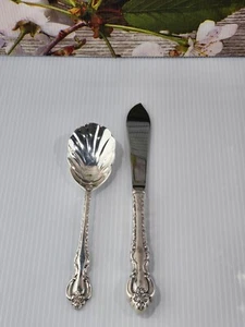 International COUNTESS Deepsilver Silver Plate Ornate Sugar Spoon & Butter Knife - Picture 1 of 6