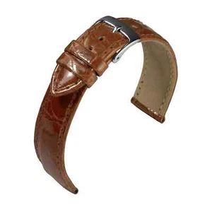 Bracelet Montre Crocodile Cuir Croco Brun Doré De Barington / Eulit - 10 - Picture 1 of 2