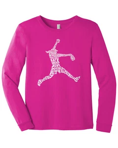Softball Player Typography Youth Long Sleeve T-Shirt Girl Softball Pitcher - Picture 1 of 7
