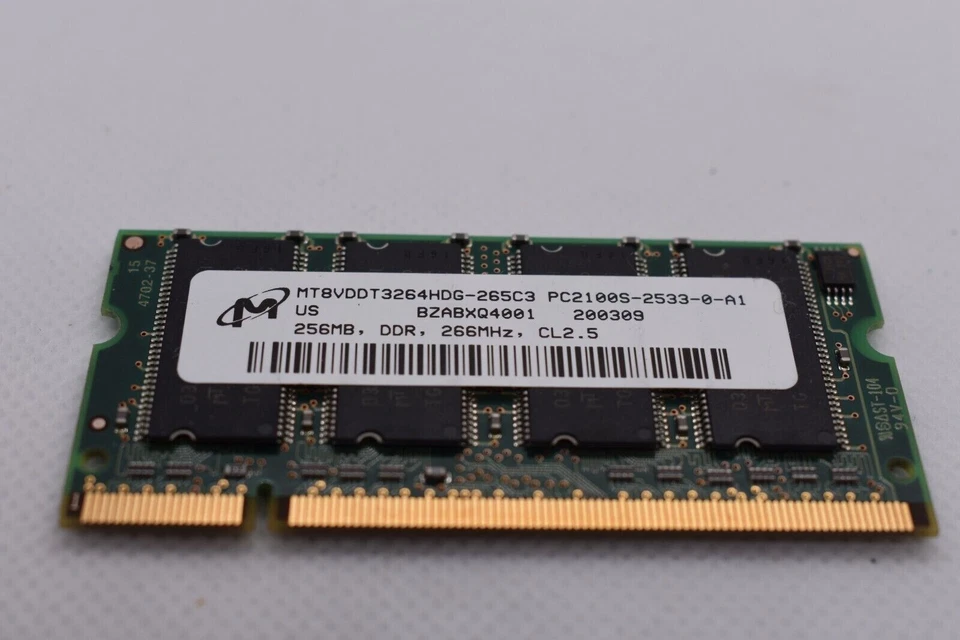 Micron 256MB DDR RAM PC2100 266MHz CL2.5 – MT8VDDT3264HDG-265C3 – Non-ECC Unbuff - Image 1 of 1