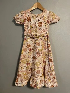 Vintage Handmade Girls Dress Size 4 Pink Floral Tiered Cottagecore Prairie 70s - Picture 1 of 6
