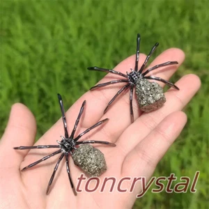 Calavera de cristal de cuarzo tallada araña pirita natural de 2" Reiki curación 1 pieza - Imagen 1 de 15