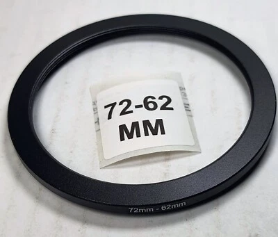 72-62mm Step-Down Lens Filter Converter Adapter Ring 72mm-62mm Metal E72 to E62 - Image 1 of 4