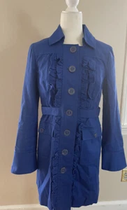Beth Bowley Royal Blue Ruffle Jacket Sz 8 - Picture 1 of 7