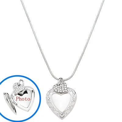 Локет ожерелье подвеска сердце фото серебро 1204 - Изображение 1 из 2