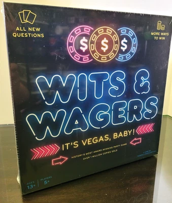Wits & Wagers Board Game, Vegas Edition, Kid Friendly Party Game & Trivia NEW - Image 1 of 2