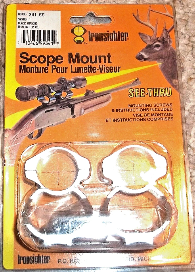 Ironsighter see-thru Scope rings Model  341 SS System 1 Black Diamond FREE SHIP - Image 1 of 4