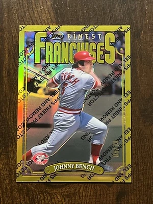 2023 Topps Finest Flashbacks refrator protetor dourado /10 #191 Johnny Bench raro - Imagem 1 de 2