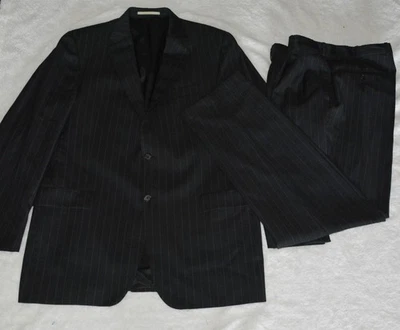 Blazer e calça Burberry London listras pretas 44L terno jaqueta casaco esportivo - Imagem 1 de 4