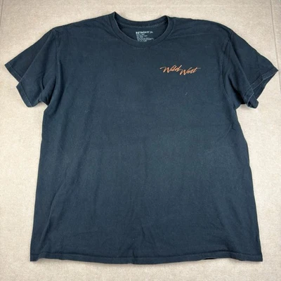 Retrofit Wild West 图形 T 恤男式 XL 黑色牛仔沙漠日落 T 恤 — 第 1/4 张图片