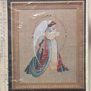 Lavender and Lace Cross Stitch Chart DMC “Guardian Angel” Embroidery Pattern - Picture 1 of 4