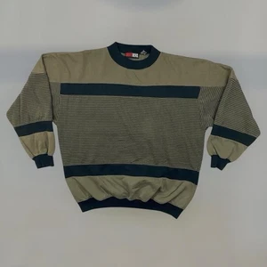 Sudadera Pullover a Rayas Cuello Redondo Adulto XL Verde Desteñido Años 80 De Colección Noticias de Hoy - Imagen 1 de 5