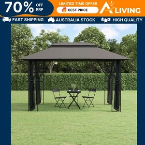 Gazebo with Sidewalls 400x300x270 cm Steel Outdoor Canopy Patio Shelter 60144 - Picture 1 of 8
