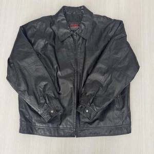 FUBU Giacca di Pelle Classica Uomo XXL Nera Full Zip Colletto Vintage Y2K Hip Hop - Foto 1 di 16