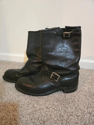 Bota de motociclista Carolina vintage couro tamanho 10,5 biqueira de aço - Imagem 1 de 4