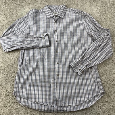 Camisa con botones Joseph Abboud para hombre XL manga larga marrón azul algodón a cuadros Foto 1 de 4